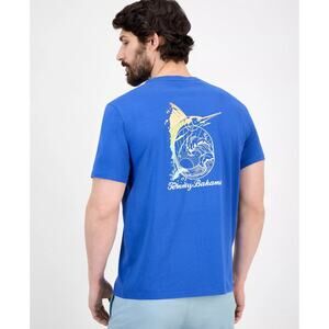 NEW TOMMY BAHAMA T-Shirt | Marlin Rising | Mens Size Medium | Blue | NWOT